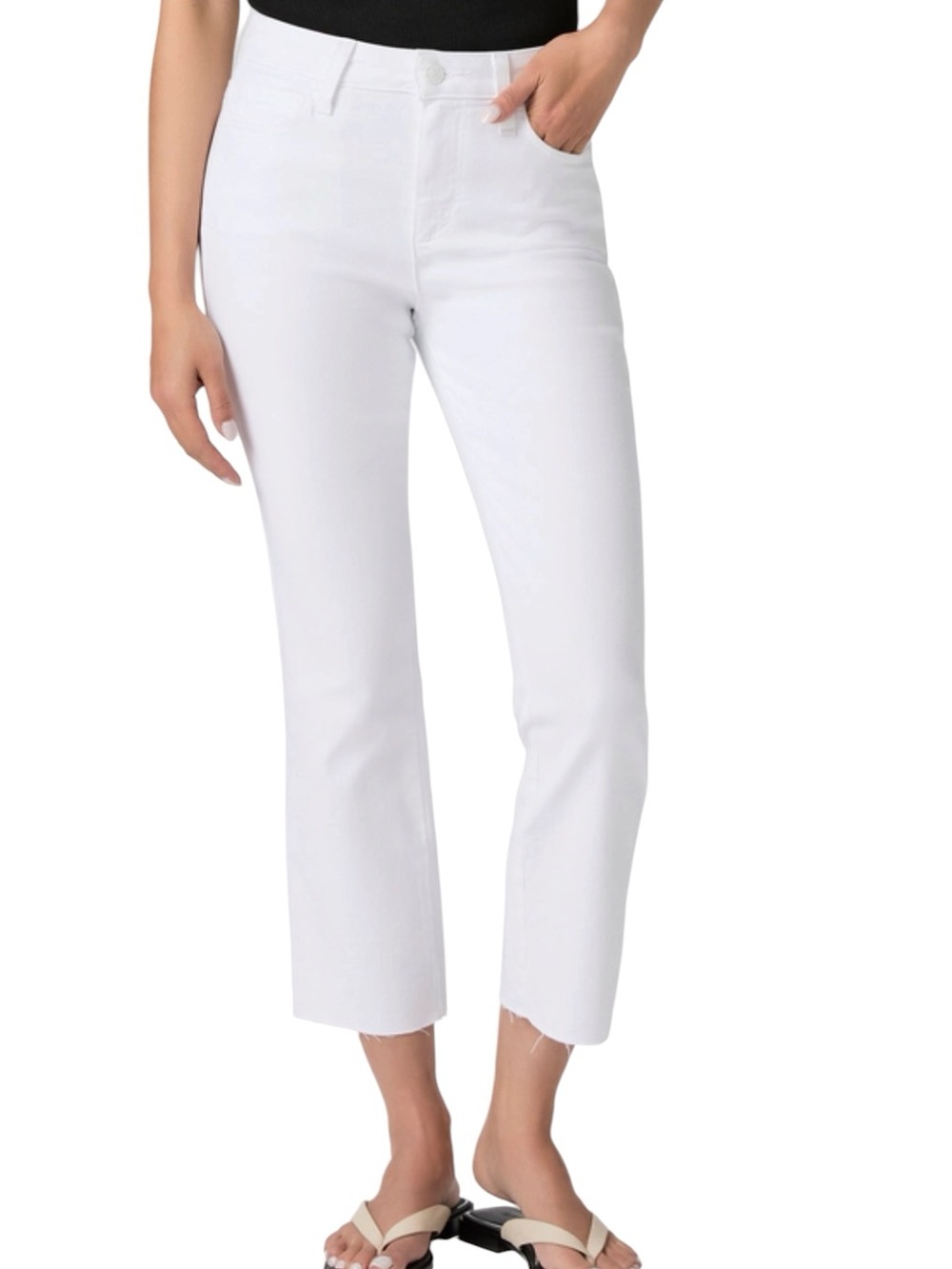 NWT Paige White Cindy Crop Capri High-Rise Straight Jeans Size 31